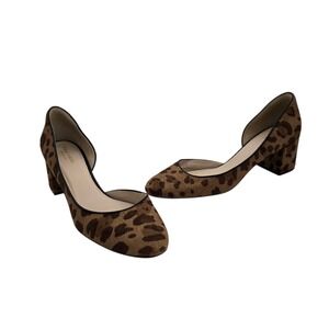Cole Haan Womens Leopard Calf Hair Block Heel Pumps Brown Size 9B Work Office NY